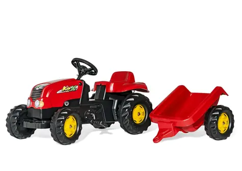 Rollytoys Šlapací traktor Rolly Kid s vlečkou - červená / od 3 let 