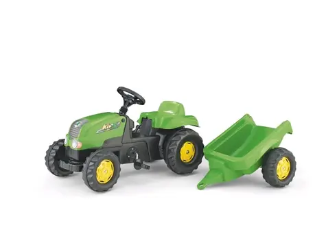 Rollytoys Šlapací traktor Rolly Kid s vlečkou - zelená / od 3 let 
