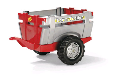 Rollytoys Vlečka za traktor 1osá "Farm Trailer"- stříbročervená / od 3 let 