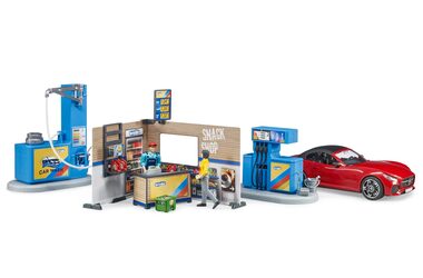 Bruder 62111 Bworld - Čerpací stanice a myčka aut / 1:16 / od 3 let 