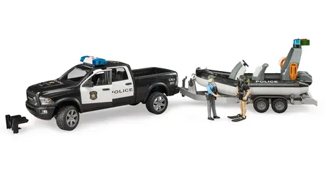Bruder 02507 RAM policejní pickup s přívěsem a lodí / od 4 let
