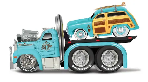 Maisto Muscle Transports - 1953 MACK B-61 Flatbed 1950 Ford Woody / měřítko 1:64 / od 8 let 