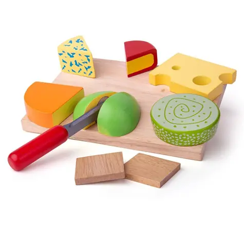 Bigjigs Toys Set dřevěných potravin sýry na desce / od 3 let