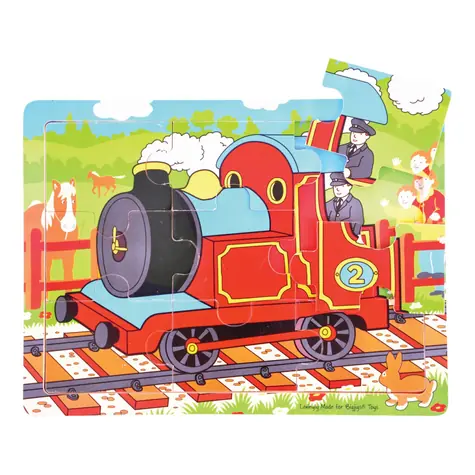 Bigjigs Toys Dřevěné puzzle vlak (9 dílků) / od 2 let