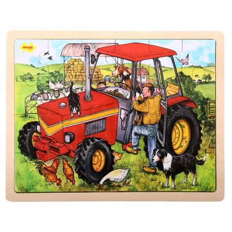 Bigjigs Toys Dřevěné puzzle traktor (24 dílků) / od 3 let