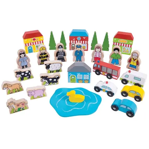 Bigjigs Rail Velká sada příslušenství dřevěné vláčkodráhy / od 3 let