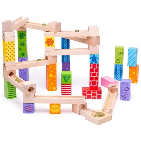 Bigjigs Toys Dřevěná kuličková dráha barevná / od 3 let