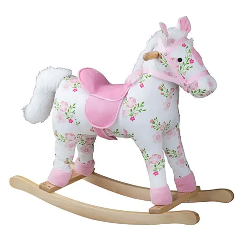 Bigjigs Toys Dřevěný houpací kůň s květy / od 1 roku