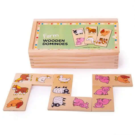 Bigjigs Toys Dřevěné domino farma / od 1 roku