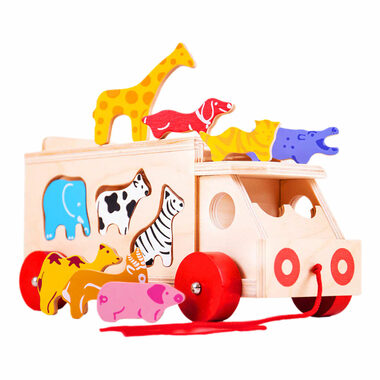 Bigjigs Toys Dřevěné auto se zvířátky / od 3 let
