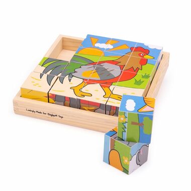 Bigjigs Toys Obrázkové kostky farma / od 18 měsíců