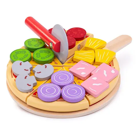 Bigjigs Toys Dřevěná krájecí pizza / od 3 let
