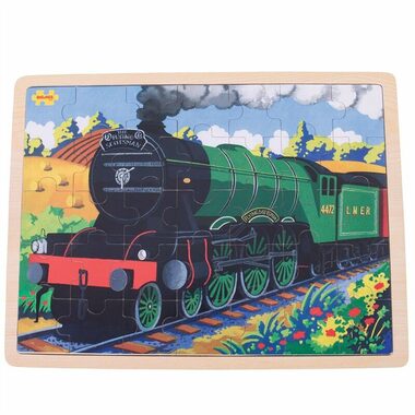Bigjigs Toys Dřevěné puzzle historický vlak Flying Scotsman / 35 dílků / od 3 let