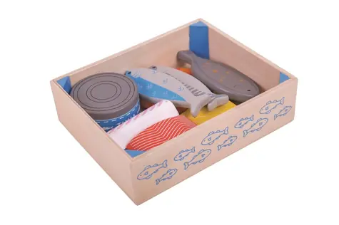 Bigjigs Toys Dřevěné mořské plody v krabičce / od 18 měsíců