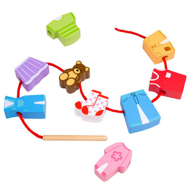 Bigjigs Toys Navlékání korálků oblečení / od 3 let