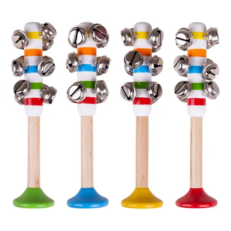 Bigjigs Toys Rolničky pruhované 1ks žlutá / od 10 měsíců