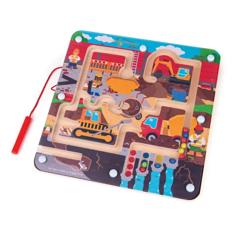 Bigjigs Toys Magnetické bludiště - Staveniště / od 3 let