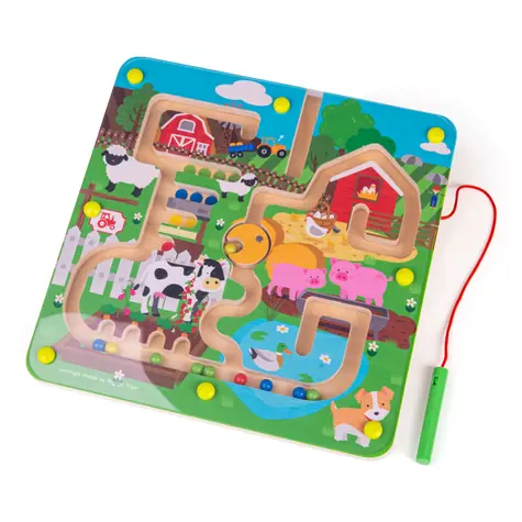 Bigjigs Toys Magnetické bludiště - Farma / od 3 let