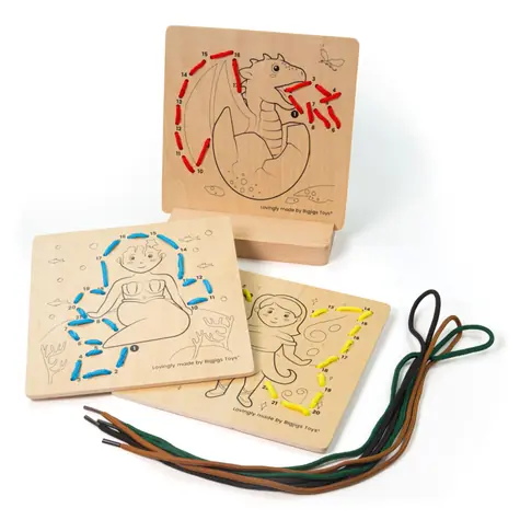 Bigjigs Toys Provlékání podle čísel - Pohádky / od 3 let