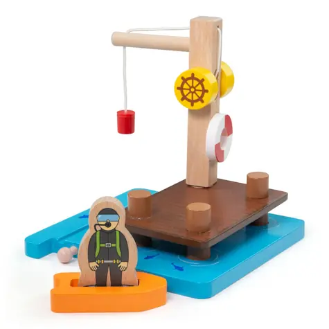 Bigjigs Rail Přístav s jeřábem, člunem a potápečem / od 3 let