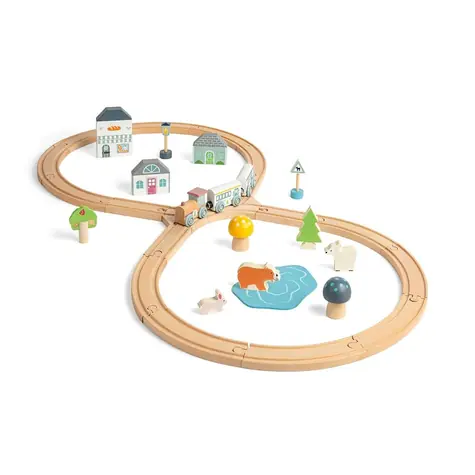 Bigjigs Toys Dřevěná vláčkodráha u lesa / od 3 let