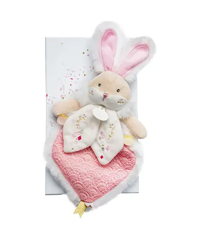 Doudou Dárková sada - Hračka růžový kamarád králíček 24 cm / od 0 let