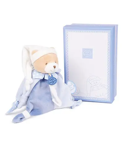 Doudou Dárková sada - Hračka s úchytem na dudlík medvídek 17 cm / od 0 let