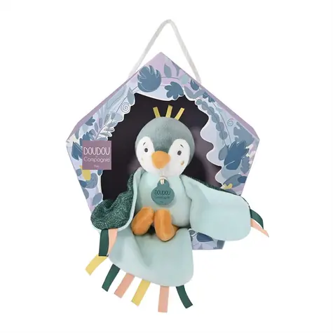 Doudou Dárková sada - hudební Plyšová hračka ptáček zelený 23 cm / od 0 let