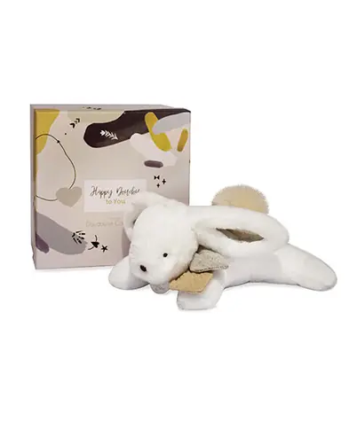 Doudou Dárková sada - Plyšový králíček s béžovou bambulkou 25 cm / od 0 let