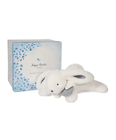 Doudou Dárková sada - Plyšový králíček s bílou bambulkou 25 cm / od 0 let