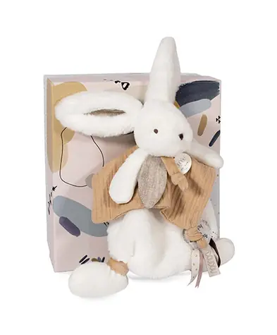 Doudou Dárková sada - Plyšový králíček s muchláčkem 25 cm béžová / od 0 let