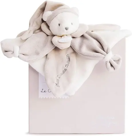 Doudou Dárková sada - Plyšový muchláček béžový medvídek 24 cm / od 0 let
