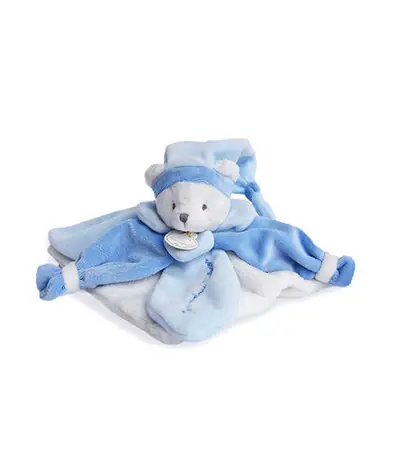 Doudou Dárková sada - Plyšový muchláček modrý medvídek 24 cm / od 0 let