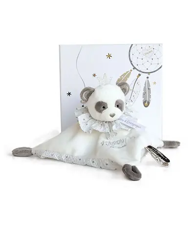 Doudou Dárková sada - Plyšový muchláček panda 20 cm / od 0 let