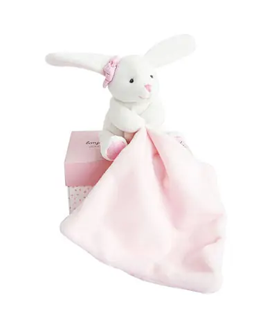 Doudou Dárková sada růžová - králíček s muchláčkem 10 cm / od 0 let