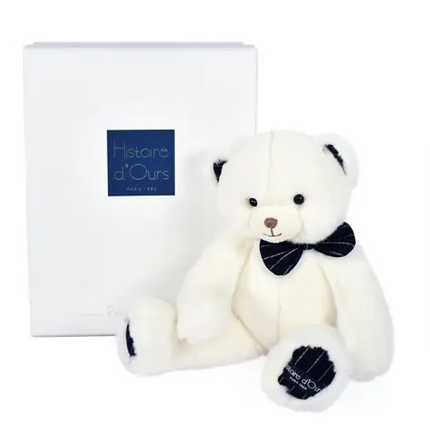 Doudou Histoire d´Ours Plyšový medvídek s tmavě modrým motýlkem 30 cm / od 0 let