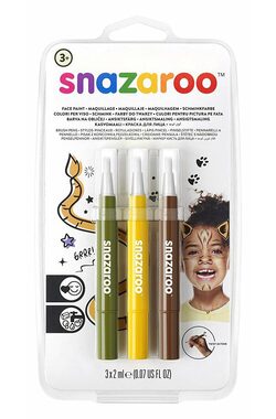 SNAZAROO Barvy na obličej s aplikátorem Brush Pen Jungle 3ks / od 3 let 