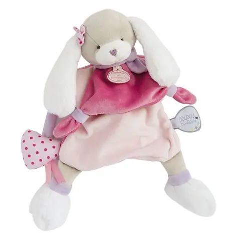 Doudou Plyšový maňásek pejsek růžový 28 cm / od 0 let