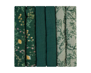 KikkaBoo Pleny mušelínové 30x30 cm 6ks Secret Garden Green