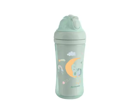 KikkaBoo Hrnek se silikonovým brčkem 220ml 8m+ Moony me Mint / od 8 měsíců