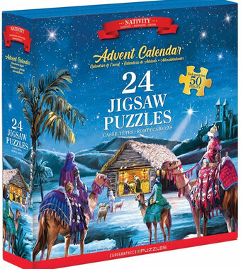 EUROGRAPHICS Puzzle Adventní kalendář: Narození Ježíška / 24x50 dílků / od 6 let