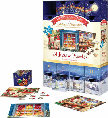 EUROGRAPHICS Puzzle Adventní kalendář: Veselé Vánoce / 24x50 dílků / od 6 let
