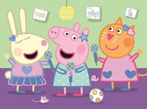 Trefl - Puzzle - Prasátko Peppa: Karaoke / 20 dílků / 22 x 16 cm / věk 3+