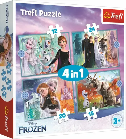 Trefl - Puzzle - Ledové království: Úžasný svět 4v1 / 12|15|20|24 dílků / 28.5 x 20.5 cm / věk 3+