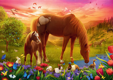 Trefl - Puzzle - Koně na louce / 500 dílků / 48 x 34 cm / věk 10+