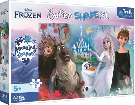 Trefl - Puzzle - Super Shape XL Ledové království 2: Ve světě Anny a Elsy / 104 dílků / 60 x 40 cm / věk 5+