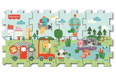Trefl - Puzzle - Pěnové puzzle Úsměv Fisher Price / 117 x 60 cm / 28.5 x 28.5 cm / věk 2+ 