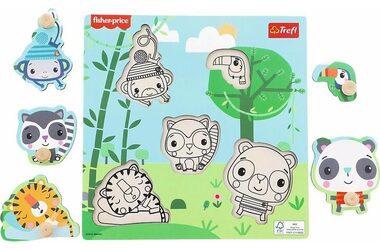 Trefl - Vkládačka - Dřevěná vkládačka Fisher Price: Džungle / věk 18 měsíců +