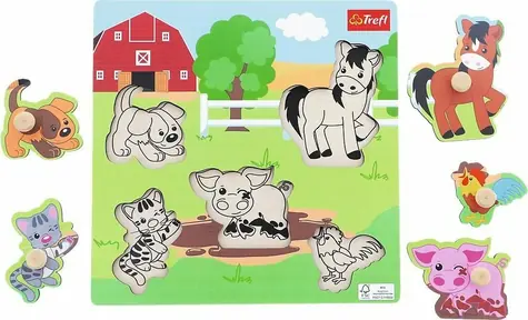 Trefl - Vkládačka - Dřevěná vkládačka Farma / 18 měsíců+