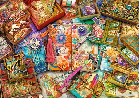Trefl - Puzzle - Premium Plus Tea Time: Scrapbooking / 1000 dílků / 68.3 x 48 cm / věk 12+